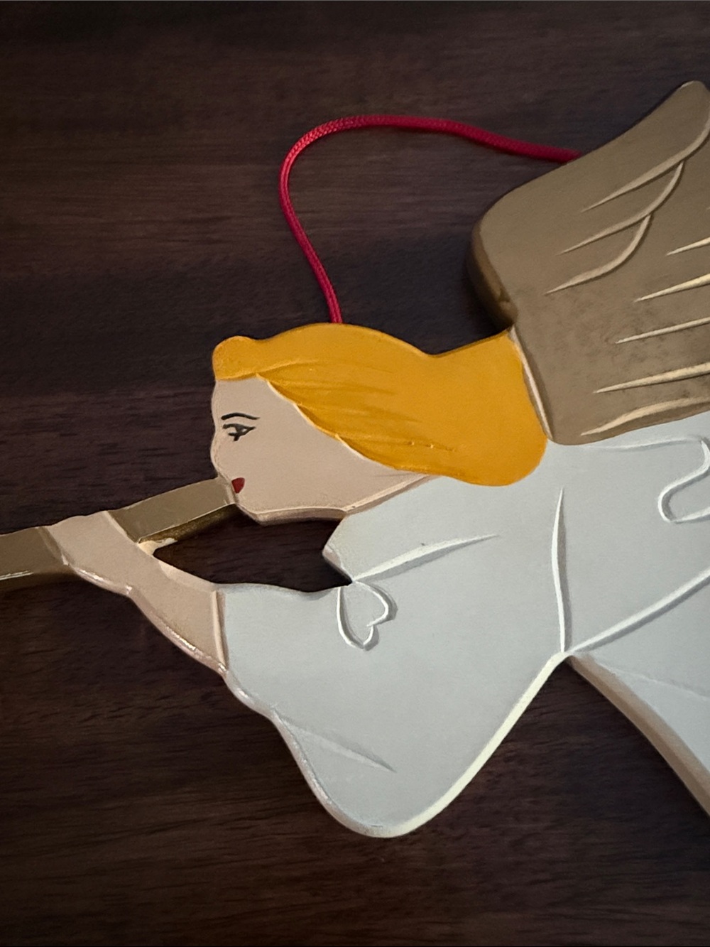 Wooden angel hanging ornament - Picture 3 of 9